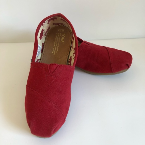 Toms Red Canvas Women's Classics - Picture 2 of 8